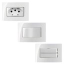 Ver imagem 1 de 6 Tomada Embutir 3 Pinos 10a + 4 Interruptor Duplo Simples + 4 Interruptor Simples Sleek Branco Marg