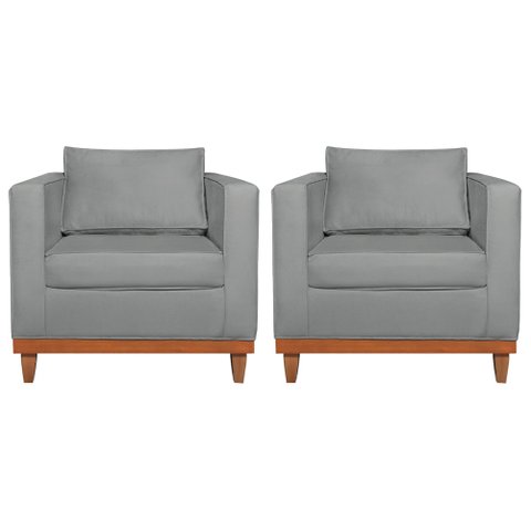 Kit 2 Poltronas Decorativa Europa Bouclé Cinza - Amarena Móveis