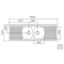 Ver imagem 2 de Pia de Apoio Dupla para Cozinha Tramontina Ribon 2C 34 - 1,60m x 55cm