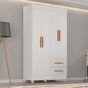 Ver imagem 1 de Guarda Roupa Casal 4 Portas 2 Gavetas com Pés Lite Branco/Brilho