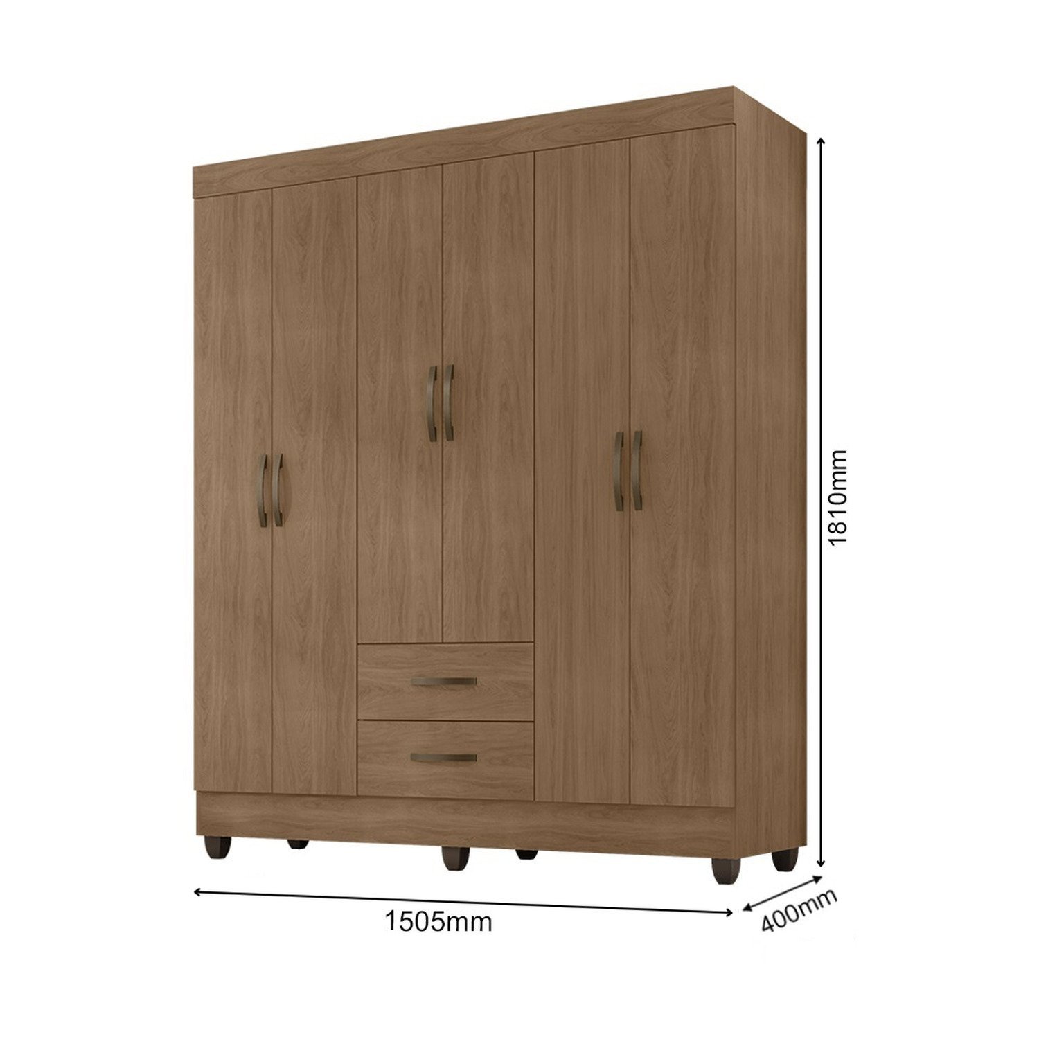 Guarda-roupa Casal 6 Portas 2 Gavetas Lite - 4