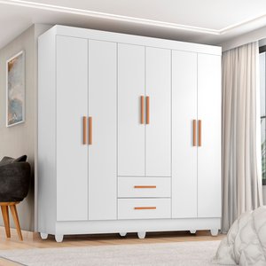 Guarda Roupa Casal 6 Portas 2 Gavetas com Pés Lite
