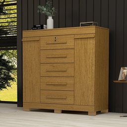 Cômoda 120cm 2 Portas 5 Gavetas 100% Mdf Coleus Espresso Móveis - 1