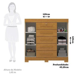 Cômoda 120cm 2 Portas 5 Gavetas 100% Mdf Coleus Espresso Móveis - 4