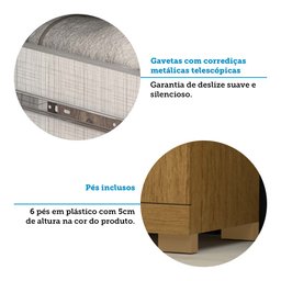 Cômoda 120cm 2 Portas 5 Gavetas 100% Mdf Coleus Espresso Móveis - 7