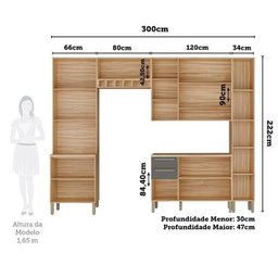 Cozinha Completa 100% Mdf com 5 Peças 13 Portas e 2 Gavetas com Vidro e Tampo Itália Espresso Móveis - 3 Cozinha Completa 100% Mdf com 5 Peças 13 Portas e 2 Gavetas com Vidro e Tampo Itália Espresso Móveis - 3