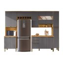 Ver imagem 3 de Cozinha Completa 100% Mdf com 5 Peças 13 Portas e 2 Gavetas com Vidro e Tampo Itália Espresso Móveis