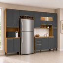 Ver imagem 1 de Cozinha Completa 100% Mdf com 5 Peças 13 Portas e 2 Gavetas com Vidro e Tampo Itália Espresso Móveis