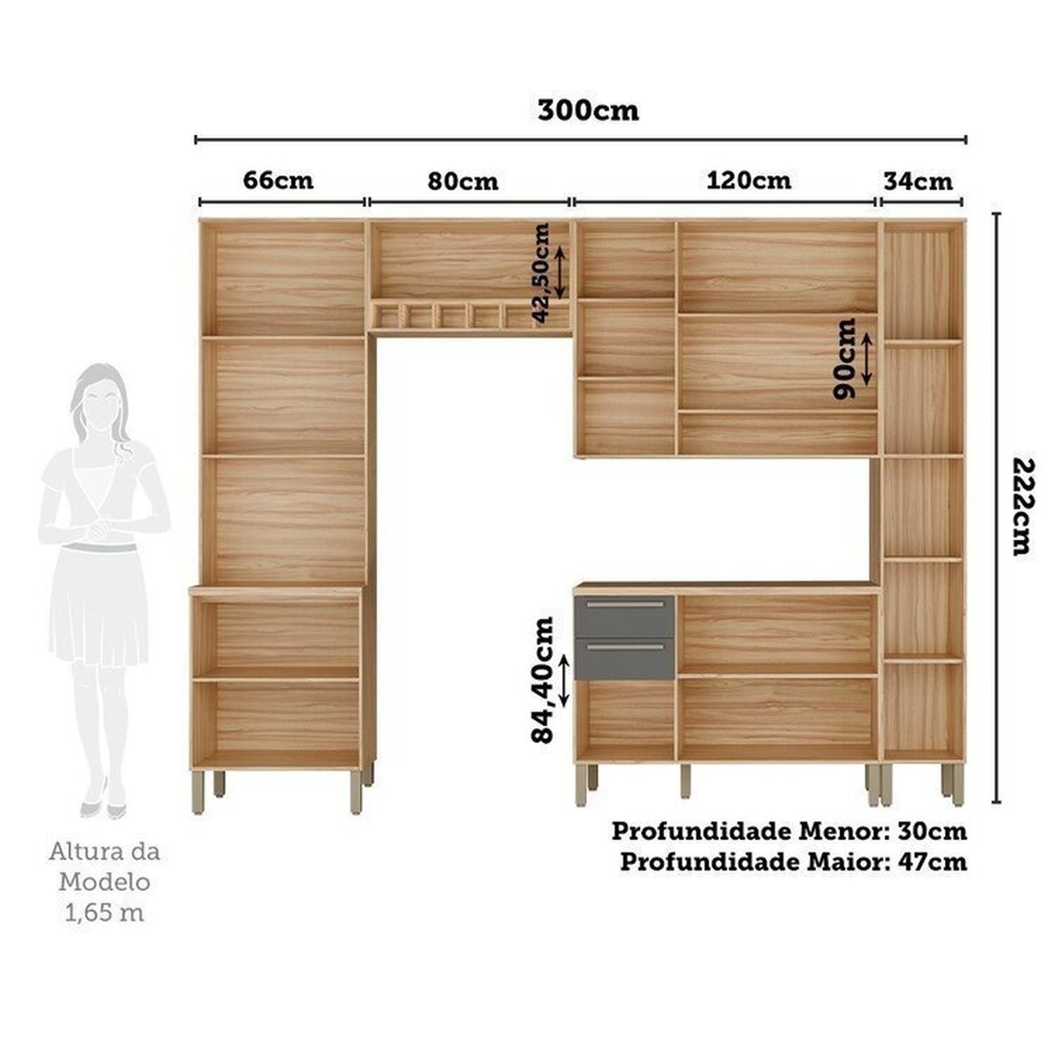 Cozinha Completa Modulada com 5 Peças 13 Portas e 2 Gavetas com Vidro e Tampo Itália Espresso Móveis - 4