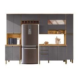 Cozinha Completa 100% Mdf com 5 Peças 13 Portas e 2 Gavetas com Vidro e Tampo Itália Espresso Móveis - 4 Cozinha Completa 100% Mdf com 5 Peças 13 Portas e 2 Gavetas com Vidro e Tampo Itália Espresso Móveis - 4