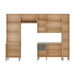 Cozinha Completa 100% Mdf com 5 Peças 13 Portas e 2 Gavetas com Vidro e Tampo Itália Espresso Móveis - 2 Cozinha Completa 100% Mdf com 5 Peças 13 Portas e 2 Gavetas com Vidro e Tampo Itália Espresso Móveis - 2
