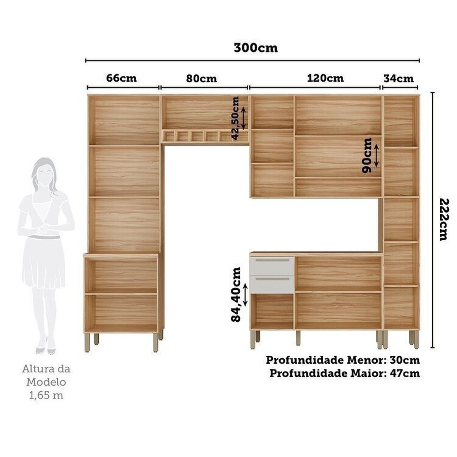 Cozinha Completa Modulada com 5 Peças 13 Portas e 2 Gavetas com Vidro e Tampo Itália Espresso Móveis - 4