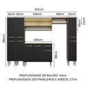 Ver imagem 4 de Armário de Cozinha Completa 261cm Rustic/Preto Emilly Madesa 04