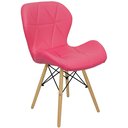 Ver imagem 2 de Kit 3 Cadeiras Charles Eames Eiffel Slim Wood Estofada - Rosa