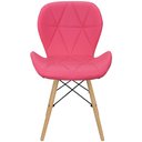 Ver imagem 3 de Kit 3 Cadeiras Charles Eames Eiffel Slim Wood Estofada - Rosa