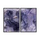 Ver imagem 2 de Kit 02 Quadros Decorativos Abstrato Efeito Marmore Lilas e Dourado Abg023 Tela Canvas 40x60cm Cada