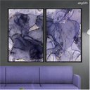 Ver imagem 1 de Kit 02 Quadros Decorativos Abstrato Efeito Marmore Lilas e Dourado Abg023 Tela Canvas 40x60cm Cada