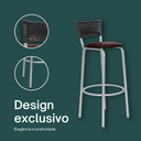 Ver imagem 4 de Kit 6 Banquetas Alta Banco para Balcão Junco Preto Àrea Gourmet Ilha Bancada bares Churrasqueira
