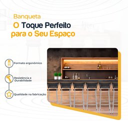 Kit 6 Banquetas Alta Banco para Balcão Junco Preto Àrea Gourmet Ilha Bancada bares Churrasqueira - 3