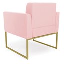 Ver imagem 4 de Poltrona Elisa Suede Rosa Bebê Base Metálica Industrial Dourada - D'Rossi