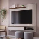 Ver imagem 4 de Rack com Painel Suspenso Panamá para TV de até 60- Off White/Savana