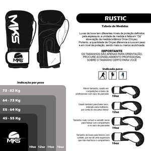 Luva de Boxe Mks Combat Rustic Black White Couro 12 Oz