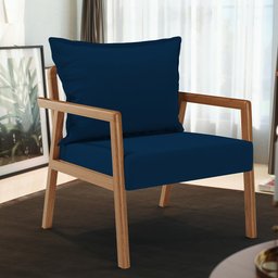 Poltrona Decorativa para Sala de Estar e Living Alícia B04 Suede Azul Marinho - Lyam Decor - 2
