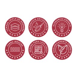 Frigideira Funda Antiaderente Tampa Vidro Utensílios Cozinha Turbo-indução Cabo Silicone 24cm 2,3l - 8