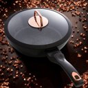 Ver imagem 3 de Frigideira Funda Antiaderente Tampa Vidro Utensílios Cozinha Turbo-indução Cabo Silicone 24cm 2,3l