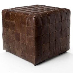 Puff Patchwork Mh-9813 Herval Quadrado Madeira Eucalipto Estofado em Marrom Pé Alto Madeira Amê - 1