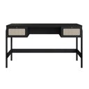Ver imagem 3 de Escrivaninha Mesa Escritório Palhinha Pé Madeira Oslo 2 Gavetas 139cm Nero Preto