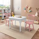 Ver imagem 1 de Mesa Infantil com 2 Cadeiras Mariah Madeira Maciça e Laca Casatema MadeiraOriginals Branco/Rosa