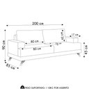 Ver imagem 4 de Sofá 3 Lugares 200cm Living Pés Curvos Santi D05 Sintético - Mpozenato