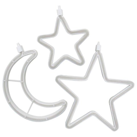 Pisca Varal Cortina Leds Amarela Estrelas Luas Natal de 2,5m