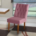 Ver imagem 2 de Jogo 02 Cadeiras de Jantar Estofada Cozinha Paris Suede Rosa Bebê Eli Móveis