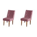 Ver imagem 1 de Jogo 02 Cadeiras de Jantar Estofada Cozinha Paris Suede Rosa Bebê Eli Móveis