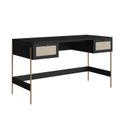 Ver imagem 5 de Escrivaninha Mesa Escritório 2 Gavetas 139cm Palhinha Pé Metal Oslo