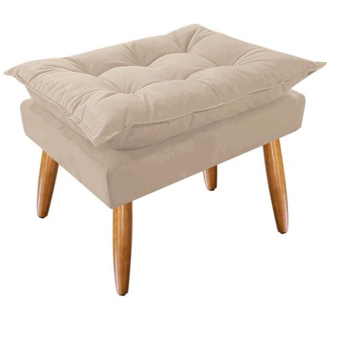 Puff Decorativo Opala Suede Bege Pés Palito - Bela Móveis
