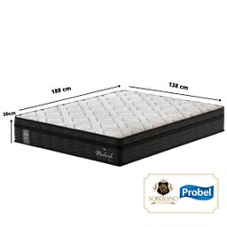 Cama Box com Baú Casal + Colchão de molas ensacadas Madrid Probel - 138x188x72 - 3