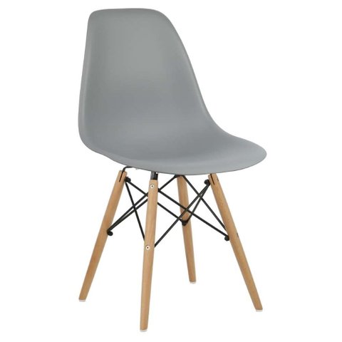 Cadeira Eiffel Charles Eames Cinza Base Madeira Sala de Jantar - D’Rossi