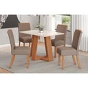 Ver imagem 1 de Conjunto: Mesa Sala Jantar Lins C/ Tampo Reto Madeirado C/ Vidro 120x80cm e 4 Cadeiras Malu Nature/