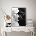 Ver imagem 2 de Quadro Decorativo Tigre Branco Preto - Metades 45x34cm:moldura Branca