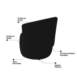 Poltrona Decorativa Aisha Orgânica Suede Preto - 3