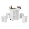 Mesa Dobrável c/ Bancos Vira Aparador Multiuso Bar MDF Annie:‎ Branco - 3