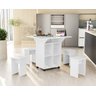 Mesa Dobrável c/ Bancos Vira Aparador Multiuso Bar MDF Annie:‎ Branco - 1