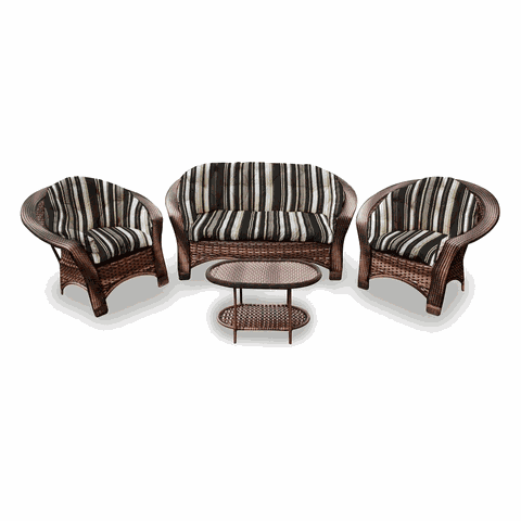 Conjunto de Sofá Fibra Sintética Cairo - 1 Sofá 2 L + 2 Poltronas + 1 Mesa Centro - Tecido Illimani