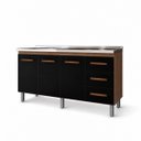 Ver imagem 2 de Balcão Gabinete Cozinha sem Pia Inox 3 Porta 3 Gavetas 150cm Cor:Preto