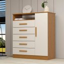 Ver imagem 1 de Cômoda 1 Porta 5 Gavetas 100% MDF 95cm Nemésia Espresso Móveis Bege/Cinamomo/Off White