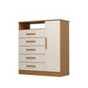 Ver imagem 2 de Cômoda 1 Porta 5 Gavetas 100% MDF 95cm Nemésia Espresso Móveis Bege/Cinamomo/Off White