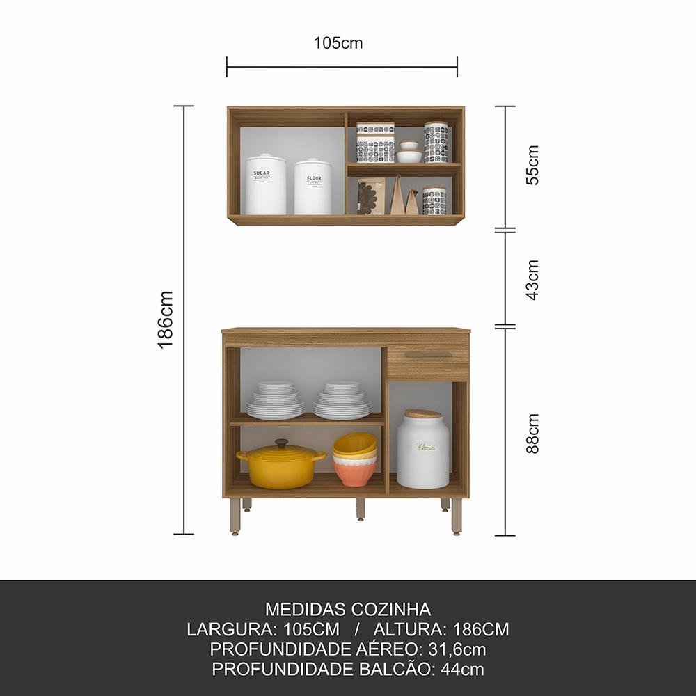 Cozinha Modulada com Vidro 2 Peças Tieli Boreal - Móveis Arapongas Boreal - 5